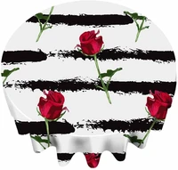 red rose flower round tablecloth 60 inchwashable waterproof wrinkle free table cloth