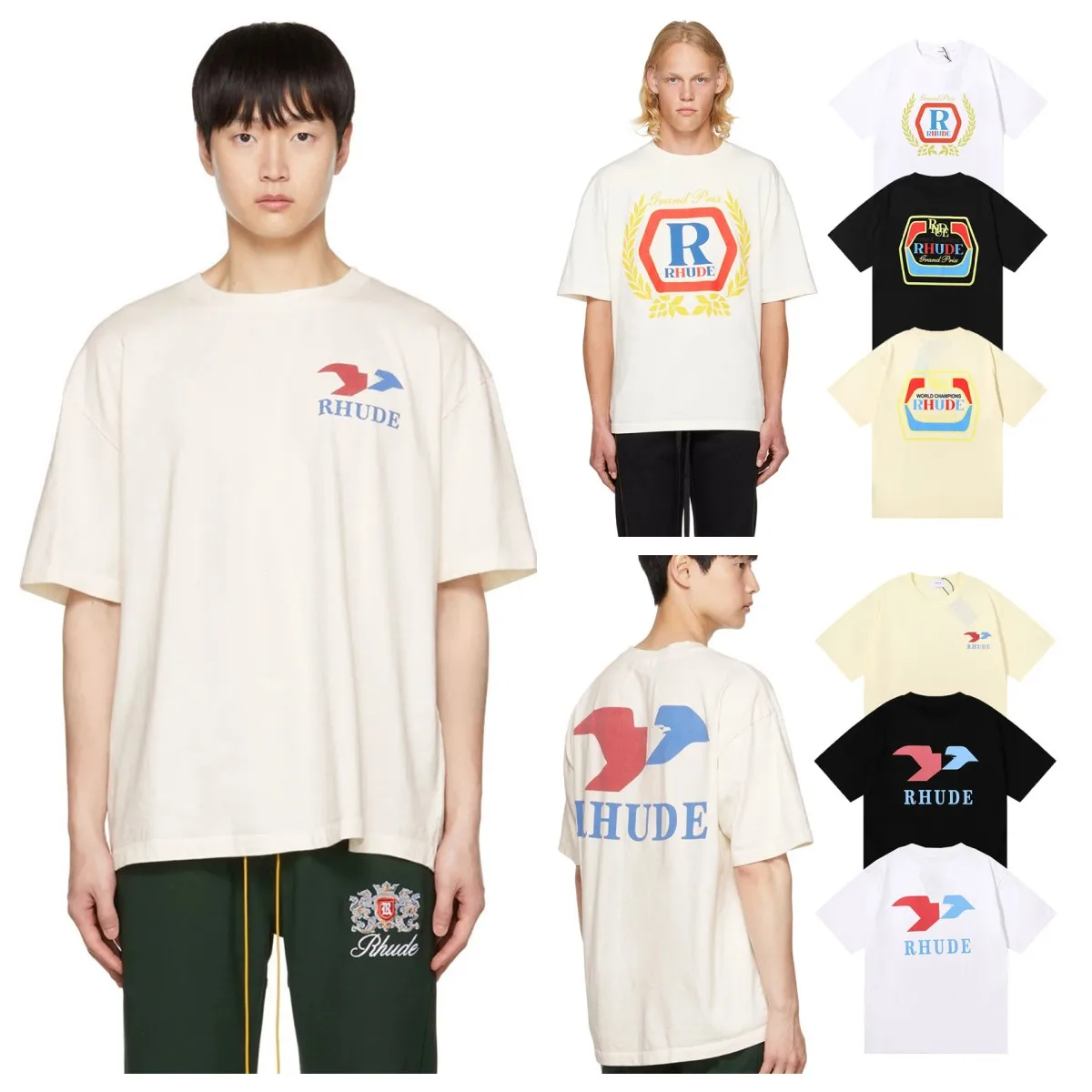 

Rhude Simple Printed Short Sleeve T-shirt Of America High Quality Cotton For Men Women