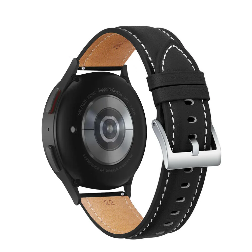 20 22mm Leather Strap For Samsung Galaxy Watch 5 44 40mm Smartwatch Wristband Replacement Bracelet for Galaxy Wach 5 Accessories