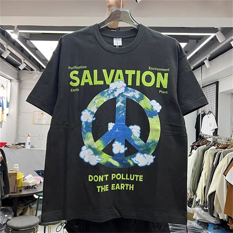 

Мужская и женская рубашка с коротким рукавом, свободная рубашка с круглым вырезом и буквенным принтом в стиле High Street, новинка 2023