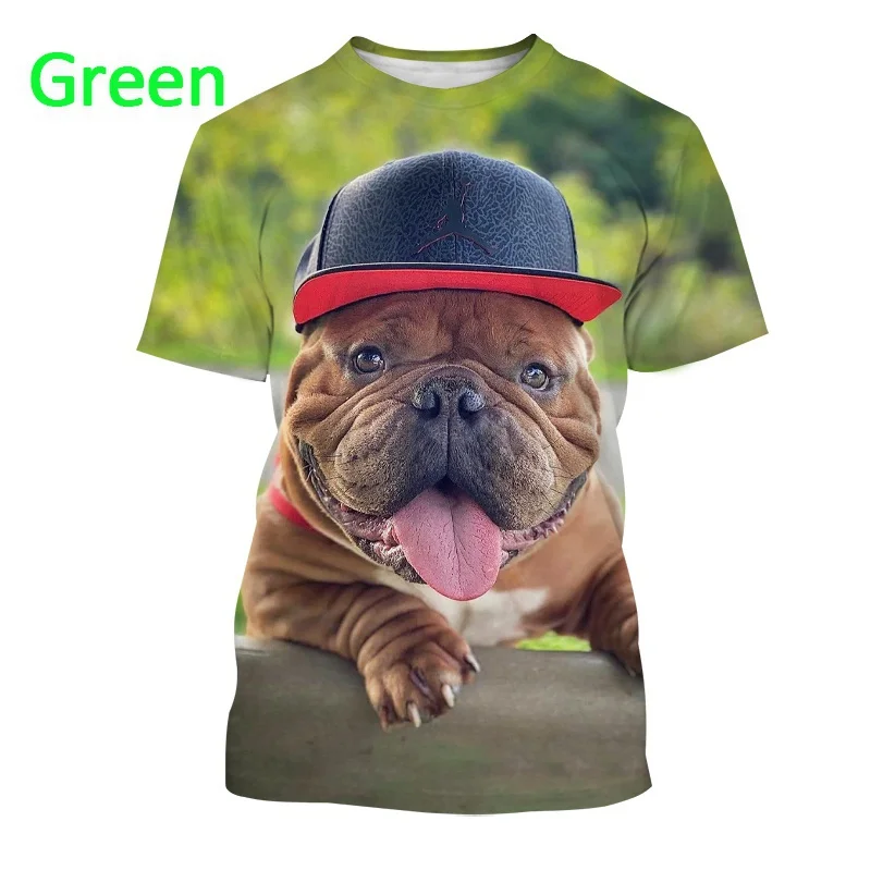 

2022 Men and Women New Trend 3D Printing Cute Pet Bulldog T-shirt Casual Cute Personality T-shirt Unisex Round Neck Top T-shirt