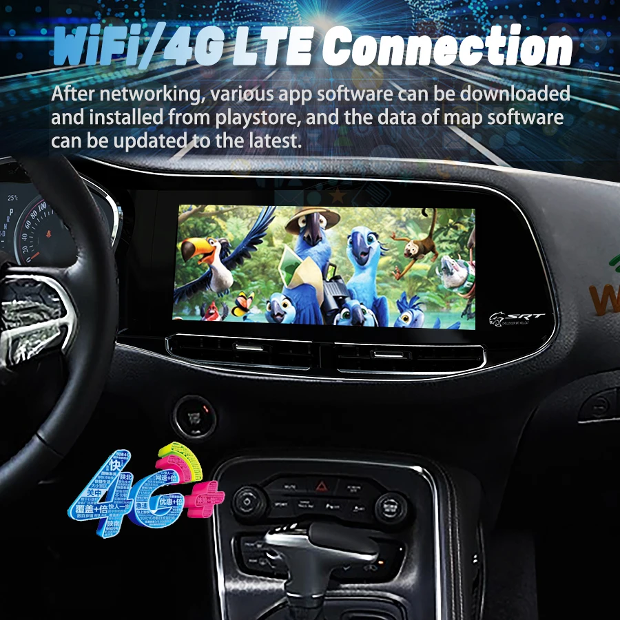 12 3-дюймовый автомобильный радиоприемник для Dodge Challenger SRT Hellcat 2010-2023 Android Carplay