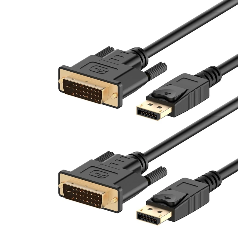 

2X кабель Displayport (DP)-DVI, позолоченный, 6 футов