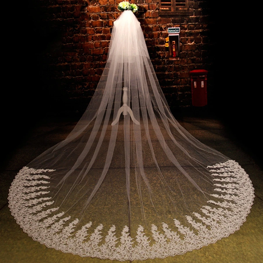 

New Arrival Cathedral wedding veils Two Layers Bridal veil 3D flower Wedding accessoires de mariage Bride veu de noiva Welon