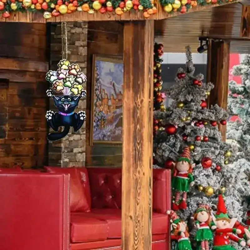 Очаровательное Рождественское Украшение С Кошачьим Дизайном Защита От Грязи 2D