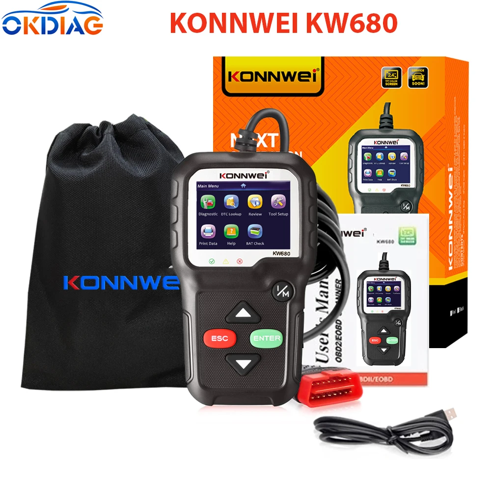 

KONNWEI KW680 OBD2 Scanner OBD 2 Car Diagnostic Auto Diagnostic Tool Russian Language Car Scanner Tools Diagnostic Scannner Tool