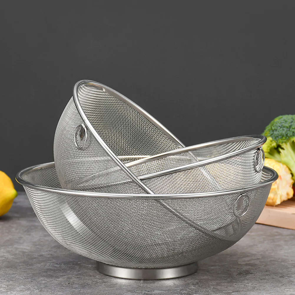 

Rice Washer Strainer Bowl Metal Food Strainers Steel Stainless Colander Kitchen