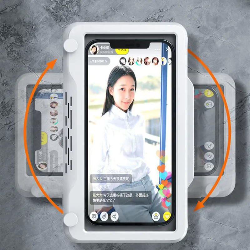 

Bathing Phone Rack Waterproof Home Wall Phone Stand Box Adjustable position Non-trace Self-adhesive feel Screen Sealing Storage