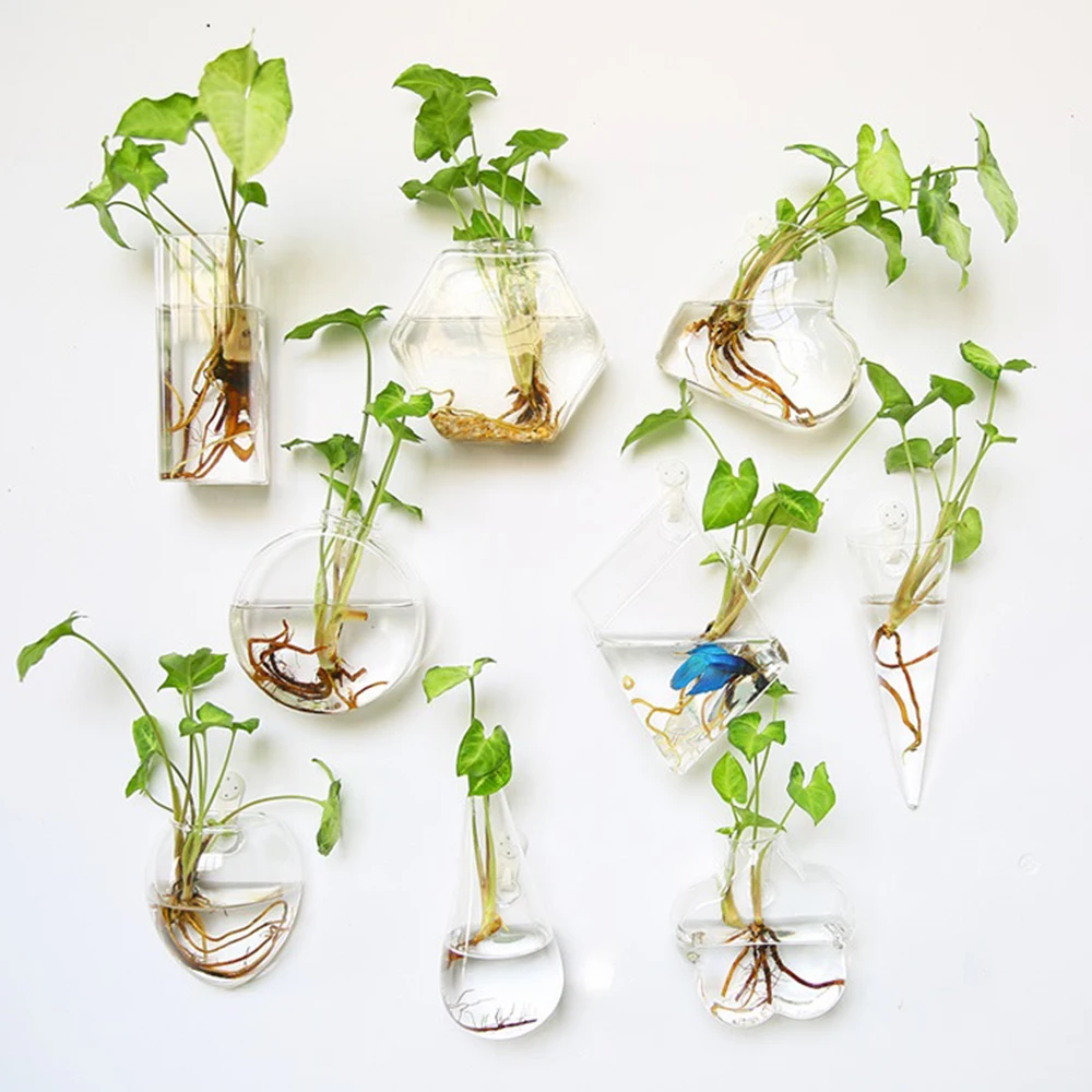 

Fashion Wall Hanging Glass Flower Vase Terrarium Wall Fish Tank Aquarium Container Flower Planter Pots Home Garden Decoration
