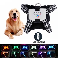 led dogs harness pet harness vest no pull large dog chest straps usb rechargeable glowing puppy lead pets vest pet supplies