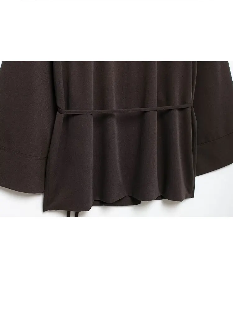 Женский брючный костюм TRAFZA однотонная Свободная рубашка и длинные пижамные