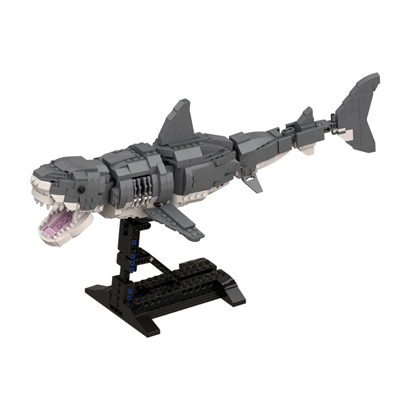 

Ocean Overlord White Shark Megalodoned Animals Model Building Blocks Sawtooth Shark MOC Bricks Toys for Children Birthday Gifts