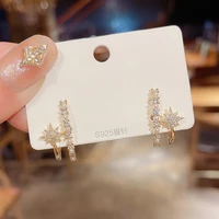koudoun clip earrings simple rhinestone eight pointed star earrings for women temperament wild clip earrings party jewelry