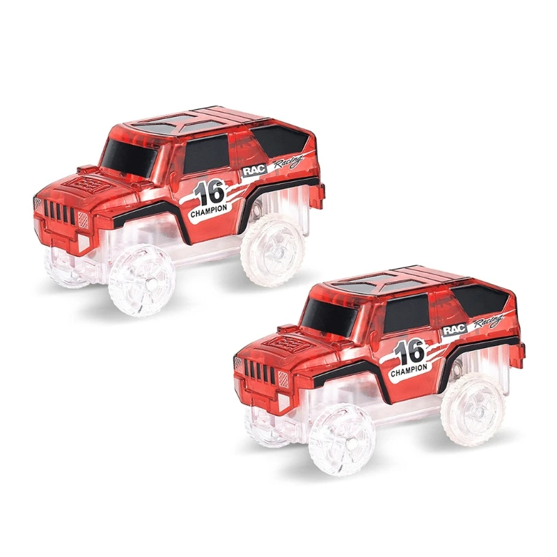 

2Pcs/Set Electric Track Toy Car for w/ Flash Light Mini Transparent Body Racing Car for Play Vehicle for Baby Toddler Bo