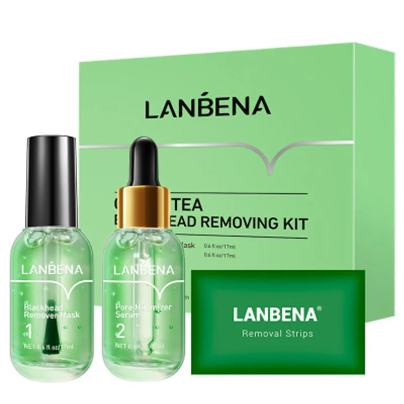 

LANBENA Green Tea Blackhead Remover Mask Nose Mask Pore Strip Peeling Acne Treatment Pore Refining Minimizer Serum Skin Care