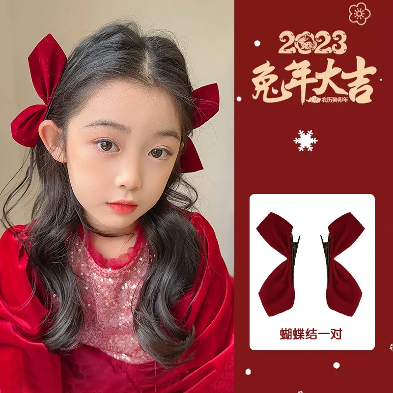 

Clip Hair Accessories Girls Butterfly Kids Bows Haar Pins Pince Cheveux Cute Bands Barette Cheveux Fille Korean Velvet Red Bow