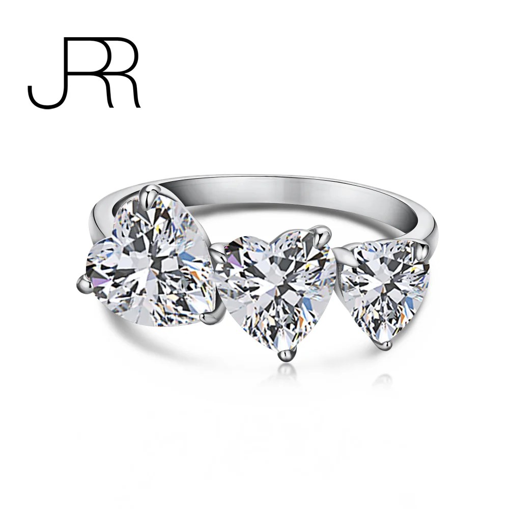 

JRR 100% 925 Sterling Silver Heart Cut Created Moissanite Gemstone Wedding Engagement Women Ring Fine Jewelry Wholesale