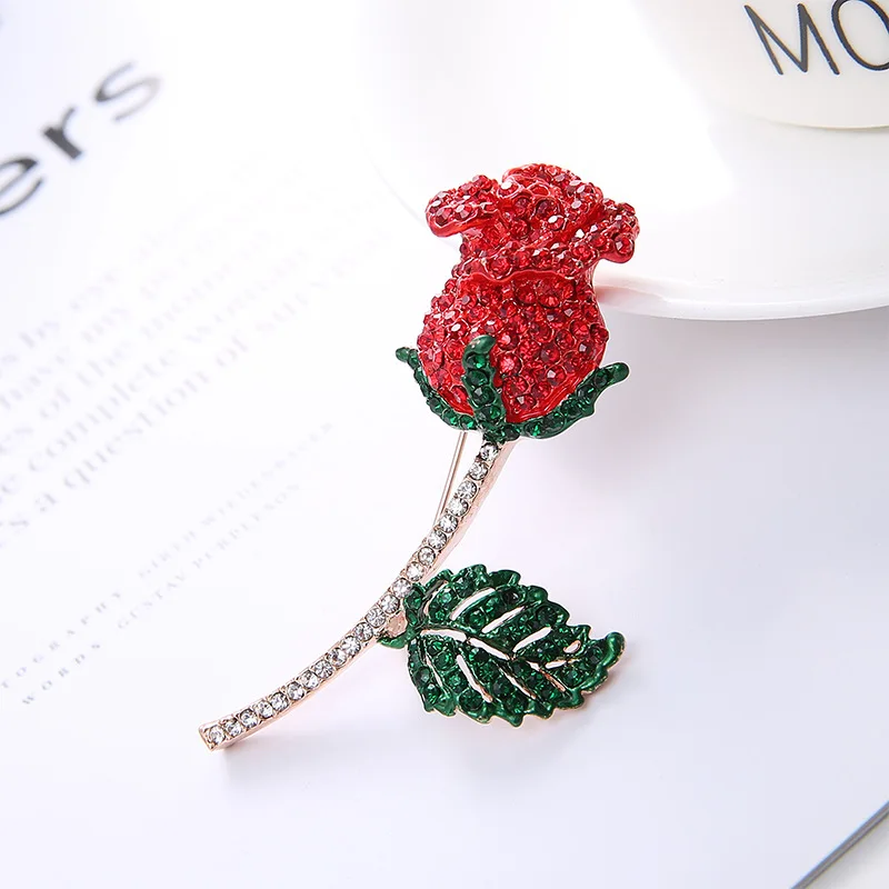 

Charm Rose Flower Brooches For Women Lady Fashion Vintage Elegant Enamel Flower Pin Summer Design Valentine's Day Gift
