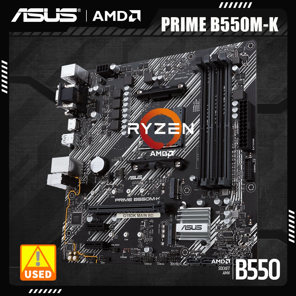 Placa base AMD B550 ASUS PRIME B550M-K B550 4 × DDR4 DIMM 128G 4600(OC)MHz ,M.2, compatible con AMD Ryzen 3000 4000G 5000 CPU PCI-E 4,0