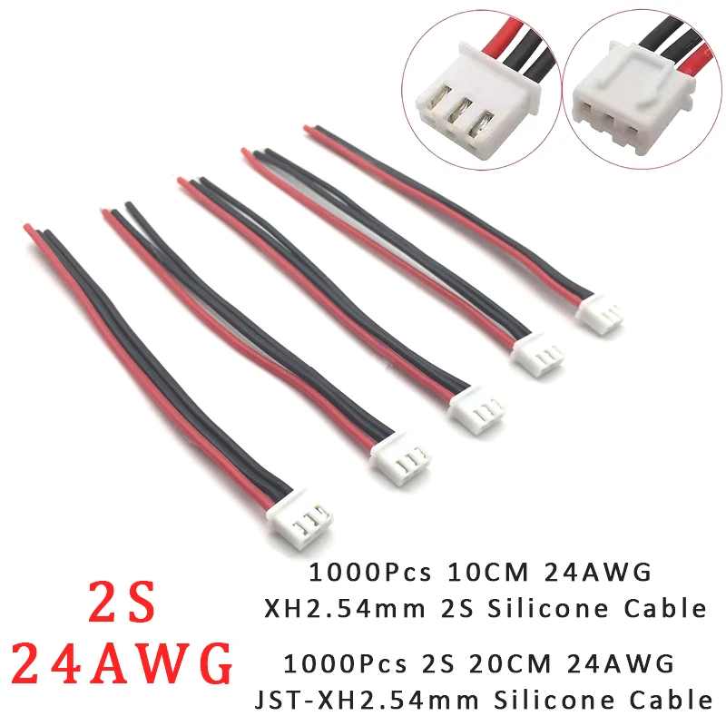 

1000 шт., силиконовый кабель 2S 10 см 24awg + 1000 шт. 2S 20 см 24awg