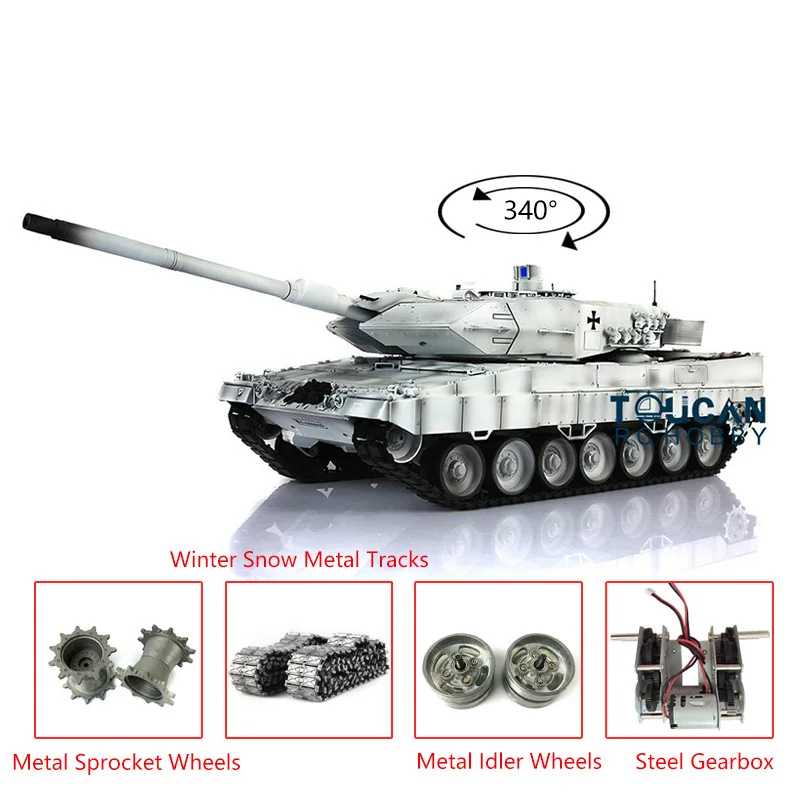 

Henglong Upgraded Ver 1/16 Snow 7.0 Leopard2A6 RC Tank 3889 W/ Metal Tracks Linkages Chassis Retractable TH17631-SMT7