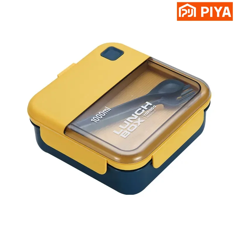 

Портативный Ланч-бокс в клетку, детский студенческий офисный контейнер для еды с вилкой и ложкой, герметичный контейнер для хранения еды в ш...