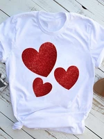 woman fashion t shirt sweet love hearts valentines day print tshirt harajuku casual graphic t shirts short sleeve printing tee