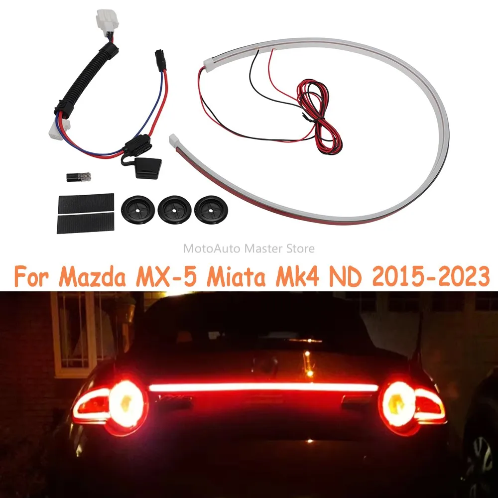 Фото Комплект светодиодной ленты для крышки багажника Mazda MX-5 Miata Mk4 ND 2015-2023, красный цвет, простая установка, новинка. №2