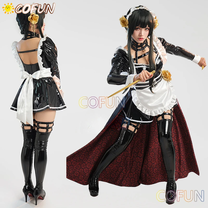 

COFUN Anime SPY×FAMILY Yor Forger Maid Cosplay Costume Halloween Outfits Game Clothing Women Anime Dress
