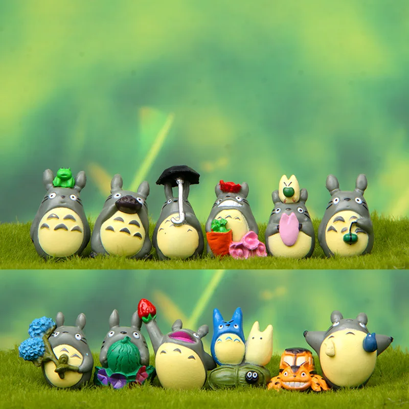 

12pcs/Set Studio Ghibli Totoro Mini Resin Action Figures Hayao Miyazaki Miniature Cake Toppers Figurines Dolls Garden Decoration