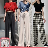 summer soft comfortable casual pants women long trousers thin breathable casual high waist wide leg pants solid thin loose pant