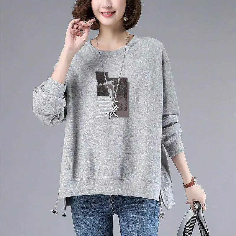 2022 осенний Новый Повседневный Топ свободная футболка с модным принтом и круглым вырезом свободная Корейская футболка Харадзюку Феминистская рубашка