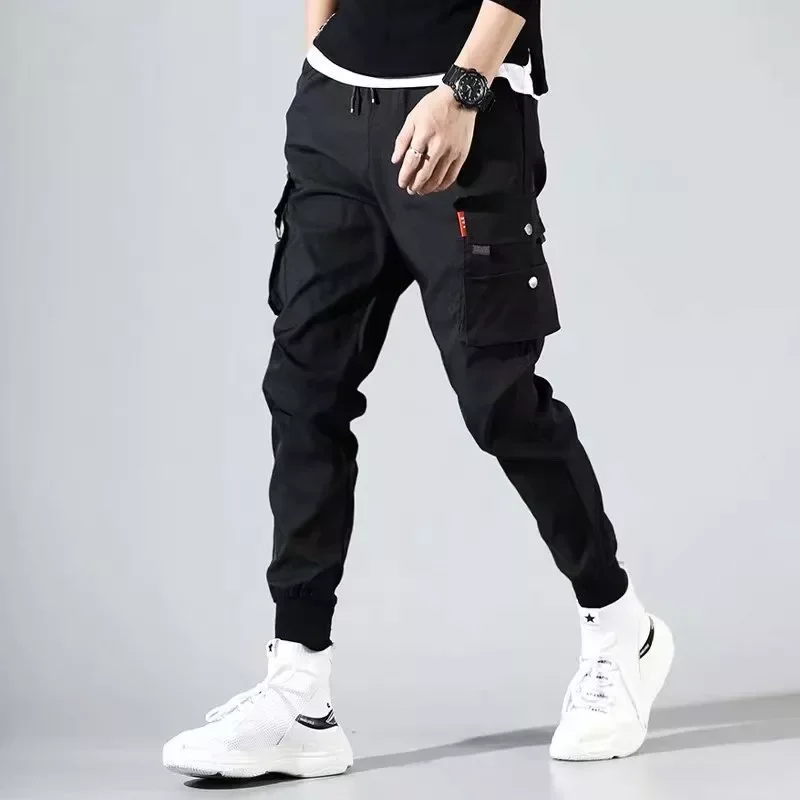 

Elastic Waist Harem Pants Men Streetwear Punk Casual Trousers Joggers Male Ankle-length Mens Pants Hip Hop Boy Multi-pocket