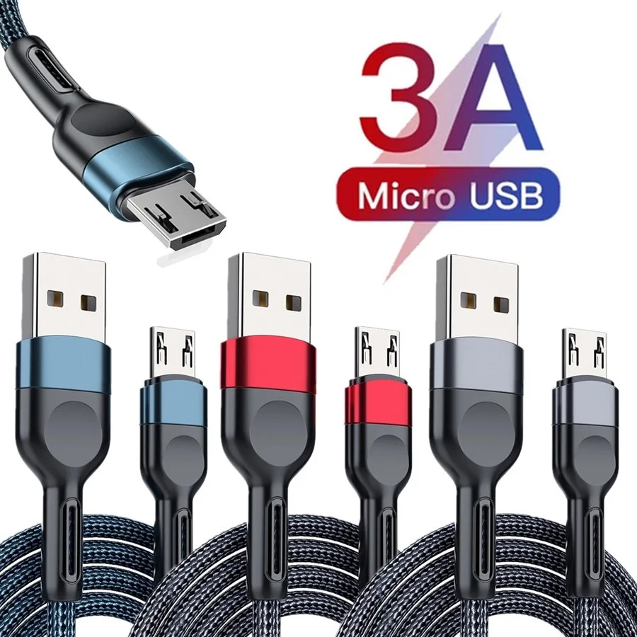 

2Pack 1m 2m 3m Fast Charging Micro 5pin V8 Fabric Usb Cable For Samsung Galaxy S7 S6 Xiaomi Redmi Huawei Htc lg android phone