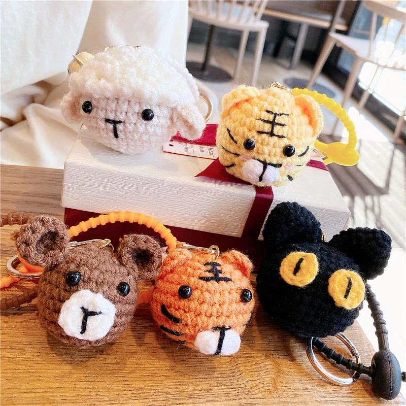 Милый мультяшный плюшевый брелок с тигром ручной работы трикотажный милый для