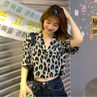 women summer casual leopard short blazer 2021 y2k slim v neck blazers korean fashion harajuku clothing short sleeve cute suit