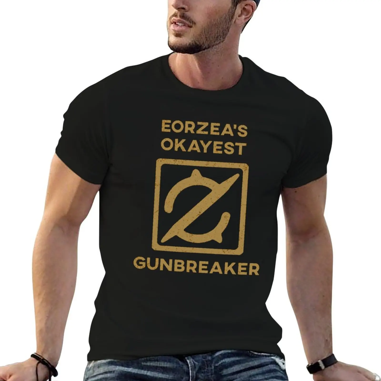 Фото Футболка Eorzeas Okayest GNB, футболки с графическим рисунком для мужчин, мужская роскошная футболка с изображением аниме, футболка оверсайз №1