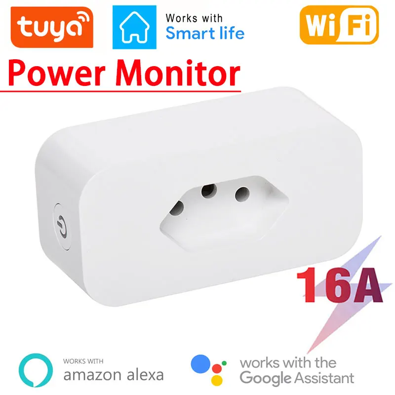 

Tuya WiFi Smart Plug 16A Brazil BR Power Socket Outlet Smart Home APP Remote Voice Control For Alexa Google Power Monitor Timing