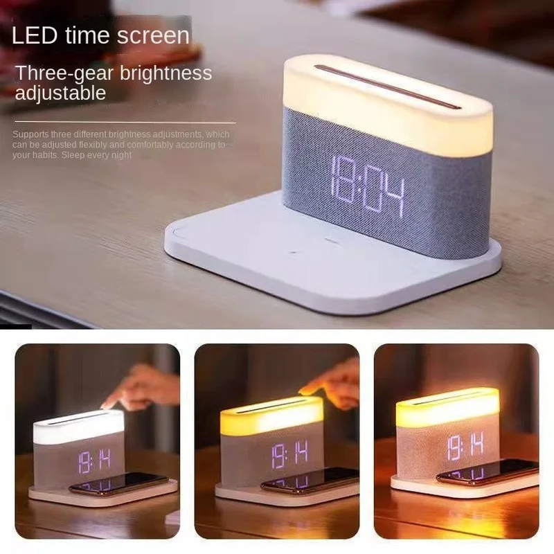 Wireless Charging Multi-functional LED alarm clock, adjustable, touch, 3-color, small night light for iPhone 11/12 Pro