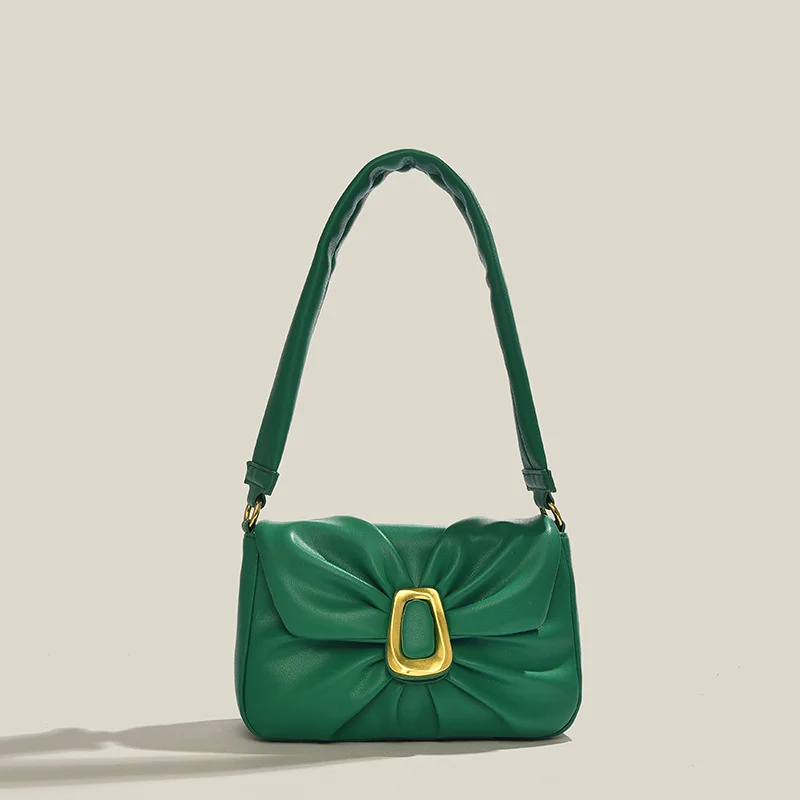 

Летняя новая плиссированная сумка через плечо из мягкой искусственной кожи для женщин, однотонная женская сумка для подмышек, качественная сумка через плечо, женская сумка