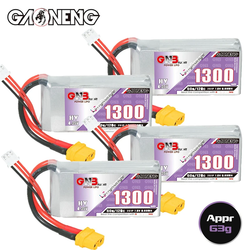 

Upgraded 60C/120c GNB 2s 1300mAh 7.6v Lipo Battery For RC Helicopter Quadcopter FPV Racing Drone Spare Parts HV 2s Battery