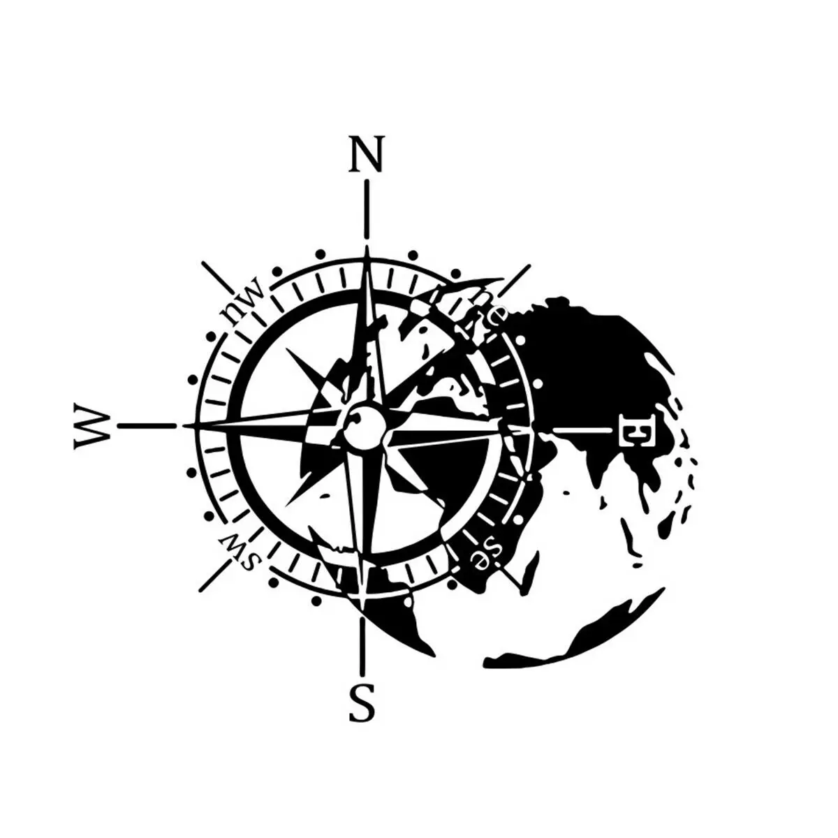 

1x Hood Bonnet Car Sticker DIY PVC Compass Totem Vinyl Graphics Decal Black 50X47cm For Truck Camper RV Temperature Resistant