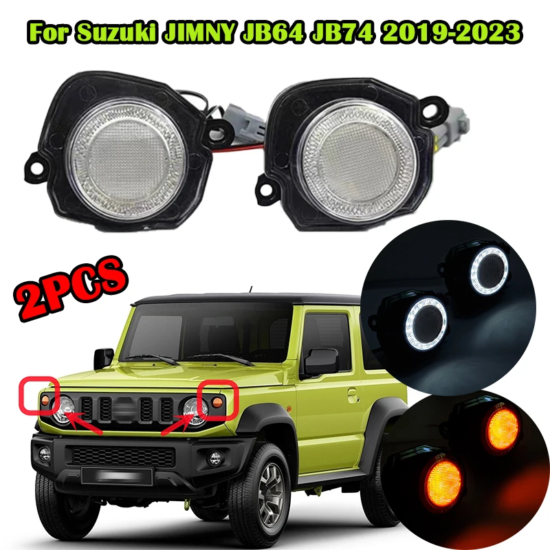 

2pcs For Suzuki Jimny JB64 JB74 2019-2023 LED Turn Signal Light Fog Light DRL Daytime Running Light Angel Eye Front Marker Lamp