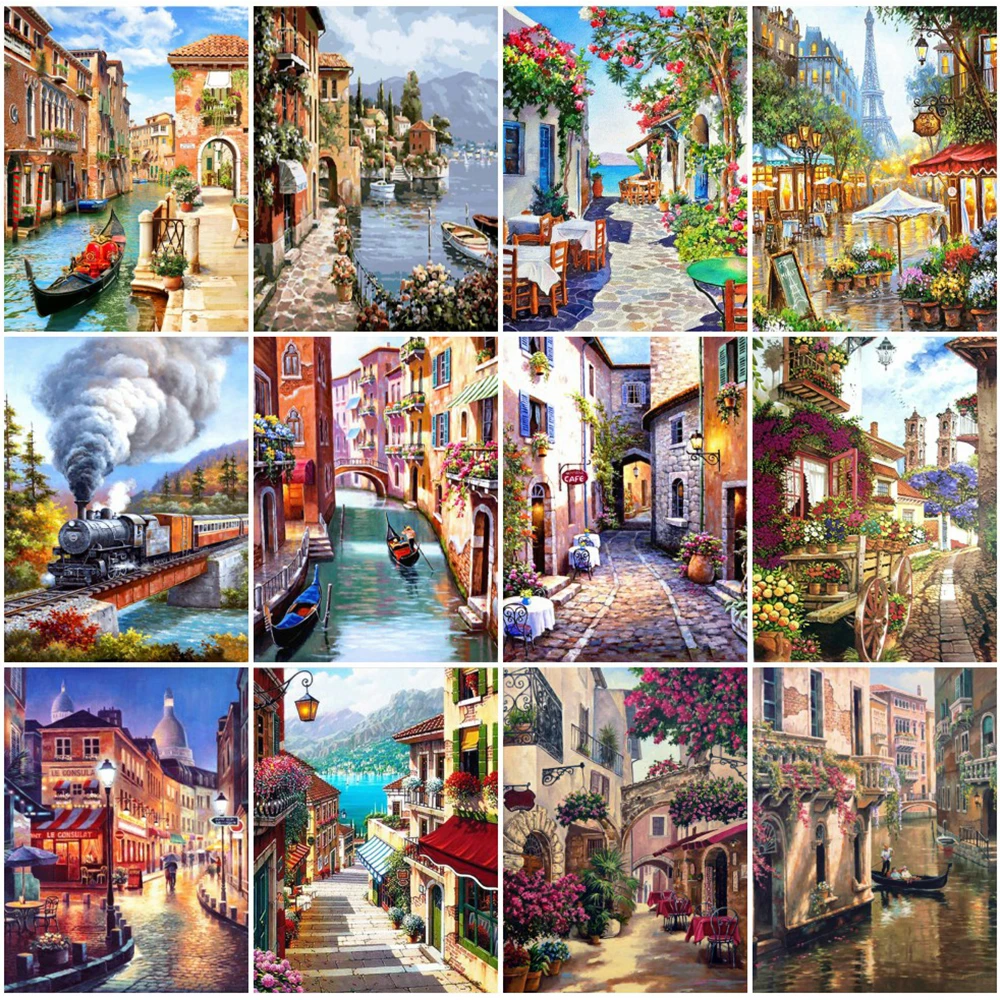 

Diamond Painting Landscape Diamond Street Beaded Embroidery Rhinestones Art Cross Stitch Kits Handmade Hobby Mosaic