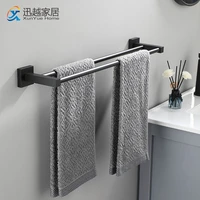 towel bars hanger black aluminum bath rod wall hanging 40 60cm 1 2 poles rack shower clothes holder storage bathroom accessories
