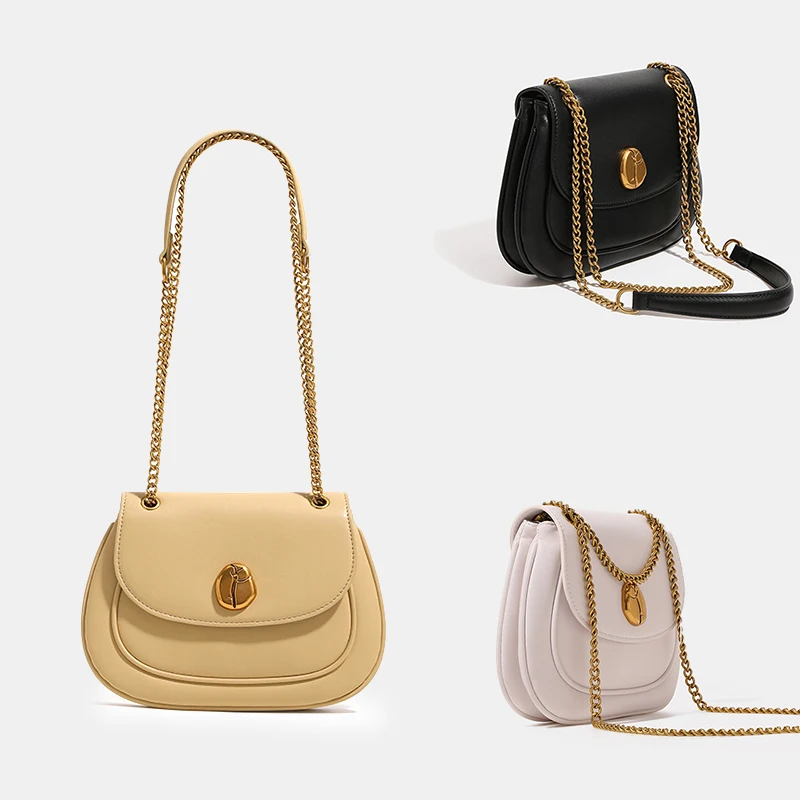 

Trend Crossbody Shoulder Bags For Women Luxury Saddle Flap Shoulder Handbags Vegan Leather Shoulder Purse With Gold Chain
