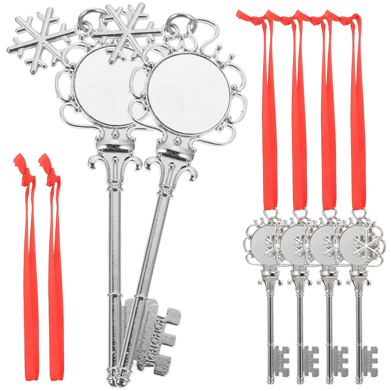 

6 Pcs Christmas Tree Decorations Snowflake Key Pendant Xmas Sublimation Ornament Home Hanging DIY