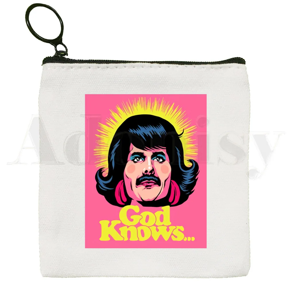 Freddie Mercury The Queen Band Rock Music Coin Purse Illustration Key Case Simple Small Cloth Bag New Creative Coin Purse