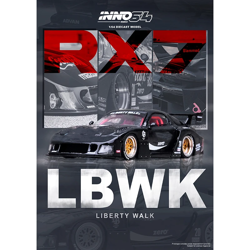 INNO в наличии 1:64 LBWK RX7 FD3S супер силуэт Черный Ноль литая коллекция моделей
