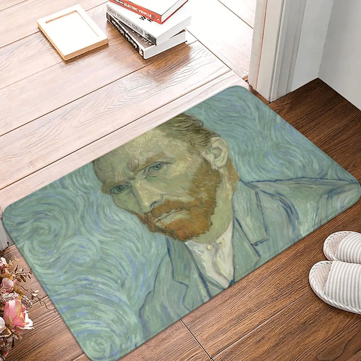 

Vincent Van Gogh Painting Bedroom Mat Self Portrait 1889 Doormat Flannel Carpet Entrance Door Rug Home Decor